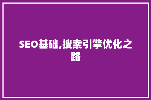 SEO基础,搜索引擎优化之路