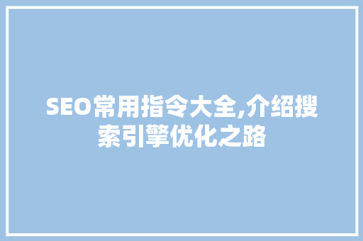 SEO常用指令大全,介绍搜索引擎优化之路