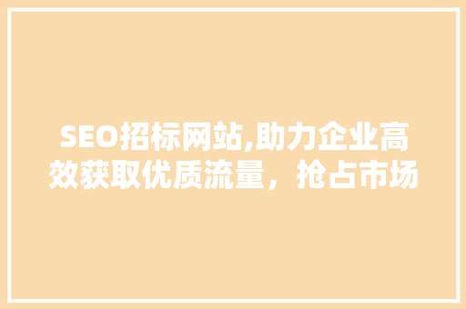 SEO招标网站,助力企业高效获取优质流量，抢占市场先机