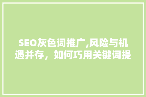 SEO灰色词推广,风险与机遇并存，如何巧用关键词提升网站排名