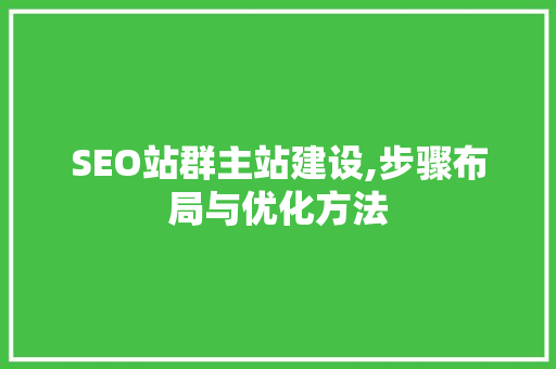 SEO站群主站建设,步骤布局与优化方法