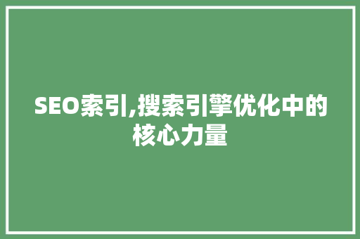 SEO索引,搜索引擎优化中的核心力量