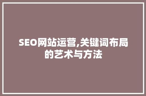 SEO网站运营,关键词布局的艺术与方法
