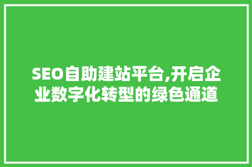 SEO自助建站平台,开启企业数字化转型的绿色通道