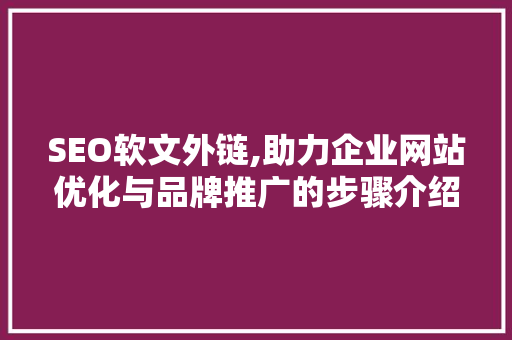 SEO软文外链,助力企业网站优化与品牌推广的步骤介绍
