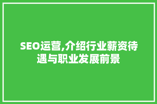 SEO运营,介绍行业薪资待遇与职业发展前景