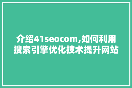 介绍41seocom,如何利用搜索引擎优化技术提升网站流量