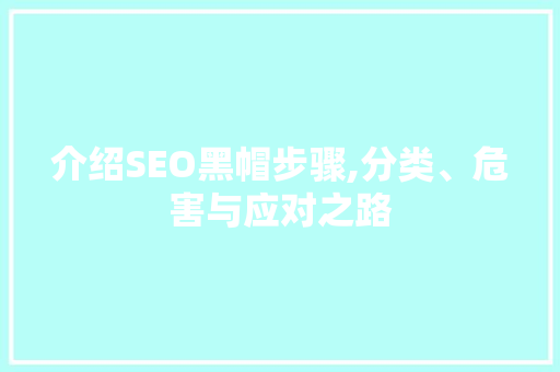 介绍SEO黑帽步骤,分类、危害与应对之路  第1张