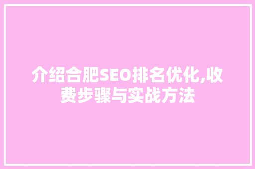 介绍合肥SEO排名优化,收费步骤与实战方法