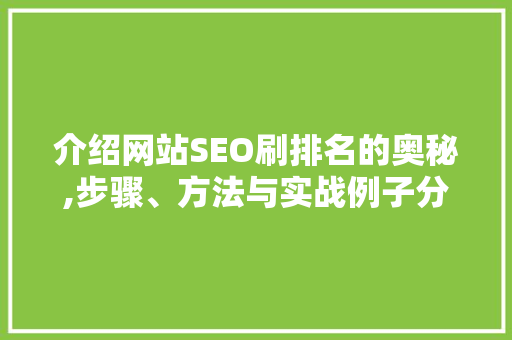 介绍网站SEO刷排名的奥秘,步骤、方法与实战例子分析