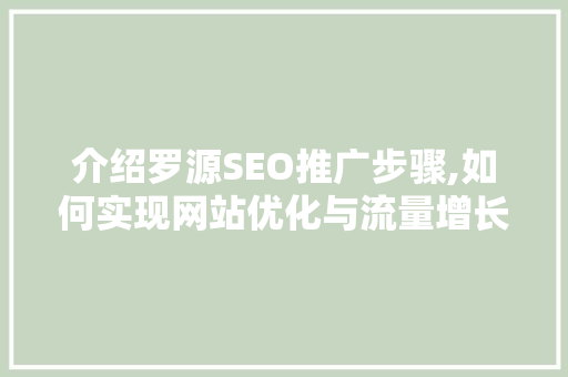 介绍罗源SEO推广步骤,如何实现网站优化与流量增长