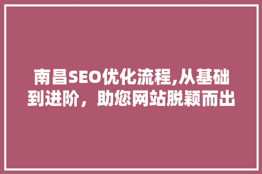 南昌SEO优化流程,从基础到进阶，助您网站脱颖而出  第1张