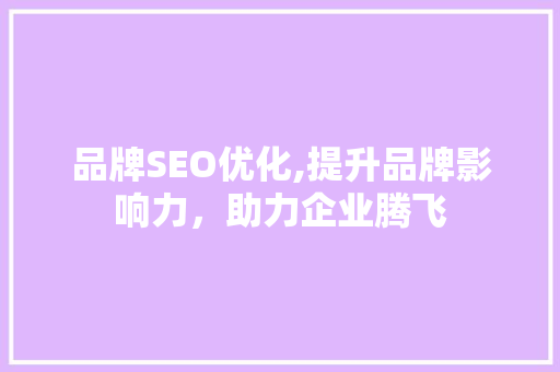 品牌SEO优化,提升品牌影响力，助力企业腾飞