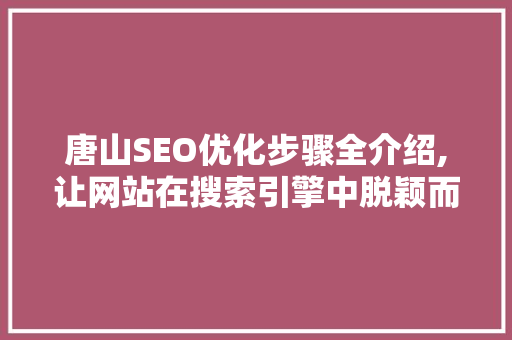 唐山SEO优化步骤全介绍,让网站在搜索引擎中脱颖而出