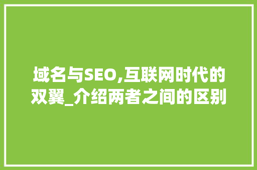 域名与SEO,互联网时代的双翼_介绍两者之间的区别与联系