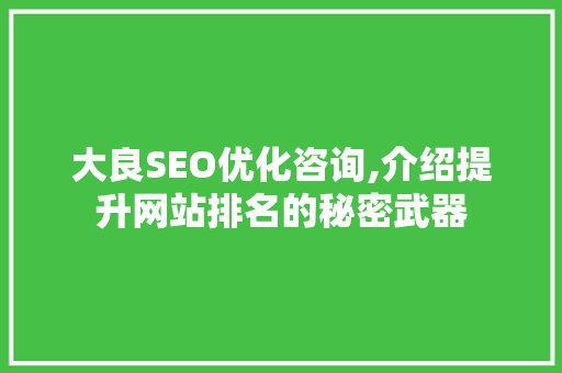 大良SEO优化咨询,介绍提升网站排名的秘密武器