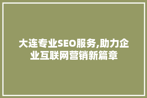 大连专业SEO服务,助力企业互联网营销新篇章