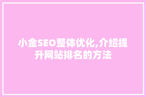 小金SEO整体优化,介绍提升网站排名的方法