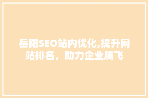 岳阳SEO站内优化,提升网站排名，助力企业腾飞