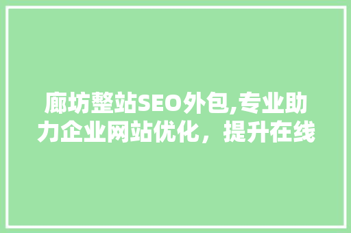 廊坊整站SEO外包,专业助力企业网站优化，提升在线竞争力