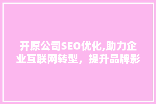 开原公司SEO优化,助力企业互联网转型，提升品牌影响力