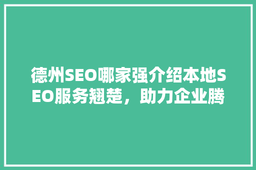 德州SEO哪家强介绍本地SEO服务翘楚，助力企业腾飞
