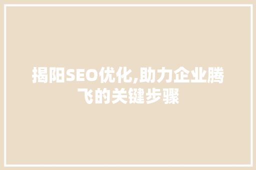 揭阳SEO优化,助力企业腾飞的关键步骤