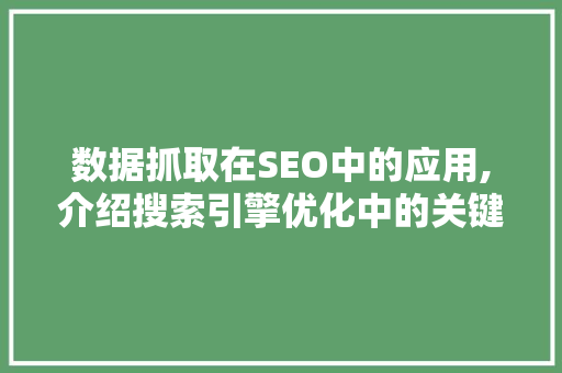 数据抓取在SEO中的应用,介绍搜索引擎优化中的关键词布局艺术
