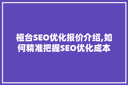 桓台SEO优化报价介绍,如何精准把握SEO优化成本
