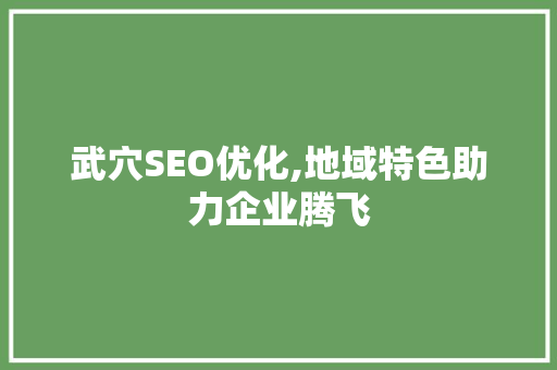 武穴SEO优化,地域特色助力企业腾飞