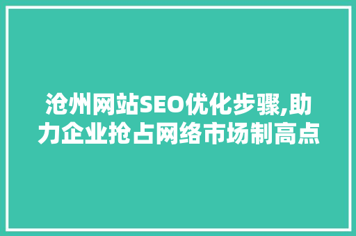 沧州网站SEO优化步骤,助力企业抢占网络市场制高点