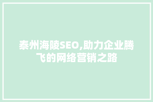 泰州海陵SEO,助力企业腾飞的网络营销之路