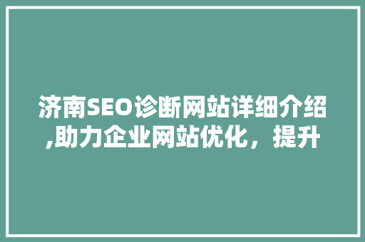 济南SEO诊断网站详细介绍,助力企业网站优化，提升在线竞争力