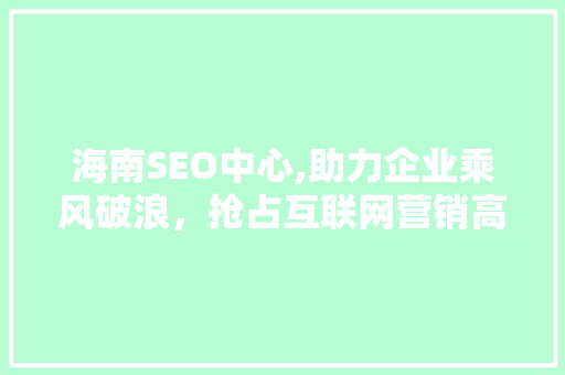 海南SEO中心,助力企业乘风破浪，抢占互联网营销高地