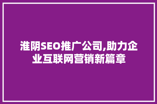 淮阴SEO推广公司,助力企业互联网营销新篇章