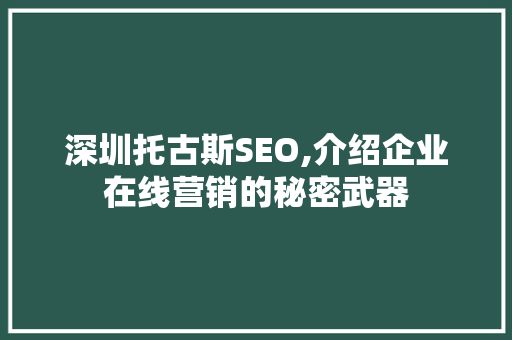 深圳托古斯SEO,介绍企业在线营销的秘密武器
