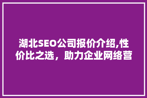 湖北SEO公司报价介绍,性价比之选，助力企业网络营销腾飞