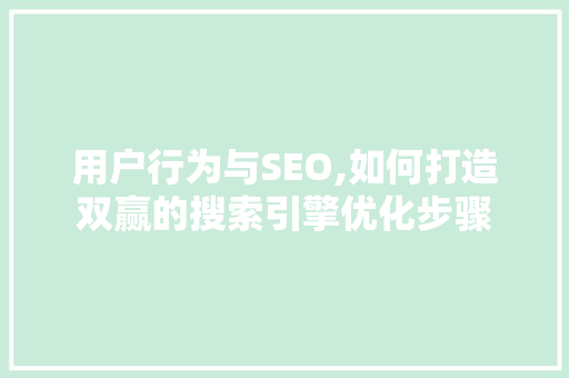 用户行为与SEO,如何打造双赢的搜索引擎优化步骤