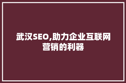 武汉SEO,助力企业互联网营销的利器