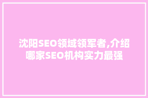 沈阳SEO领域领军者,介绍哪家SEO机构实力最强