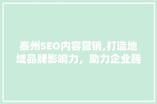 泰州SEO内容营销,打造地域品牌影响力，助力企业腾飞