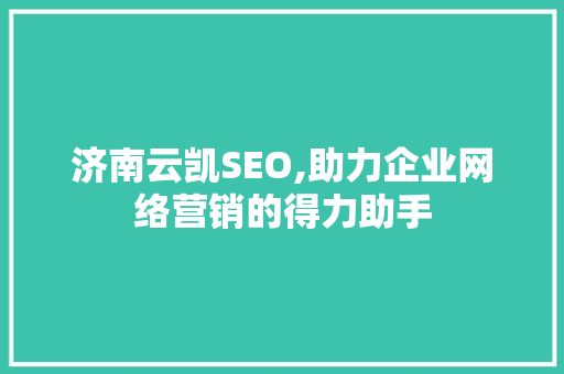 济南云凯SEO,助力企业网络营销的得力助手