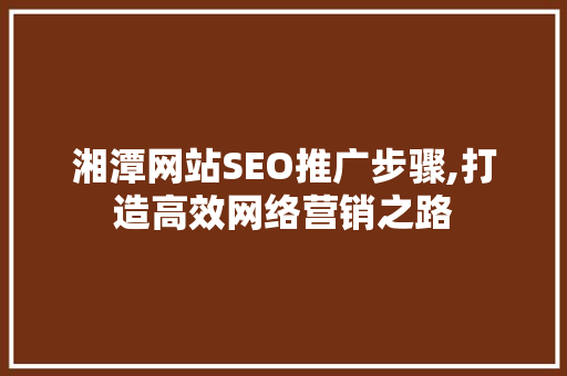 湘潭网站SEO推广步骤,打造高效网络营销之路
