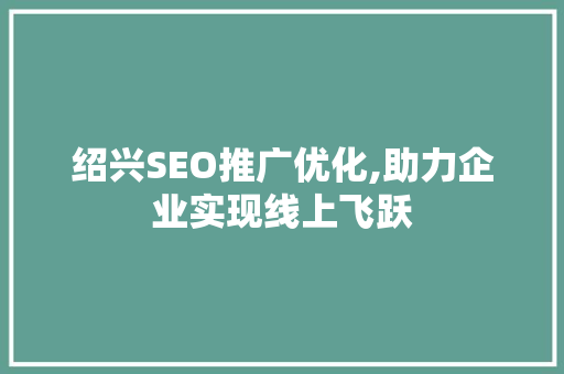 绍兴SEO推广优化,助力企业实现线上飞跃