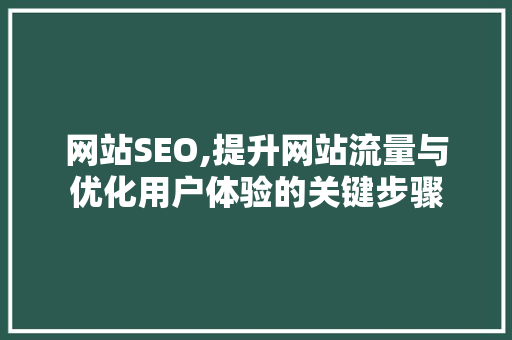 网站SEO,提升网站流量与优化用户体验的关键步骤