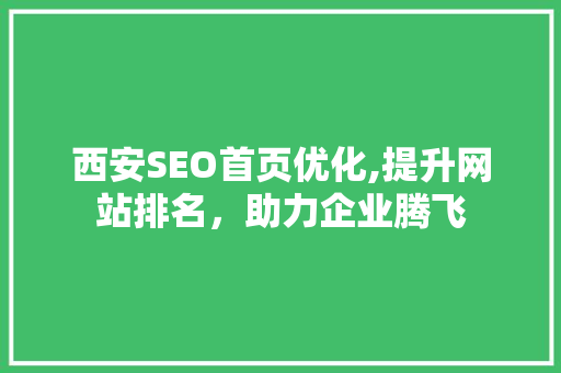 西安SEO首页优化,提升网站排名，助力企业腾飞