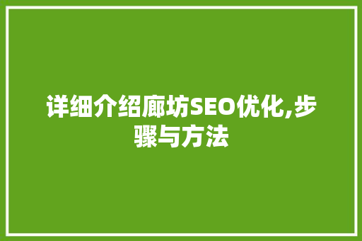 详细介绍廊坊SEO优化,步骤与方法