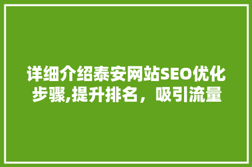 详细介绍泰安网站SEO优化步骤,提升排名，吸引流量