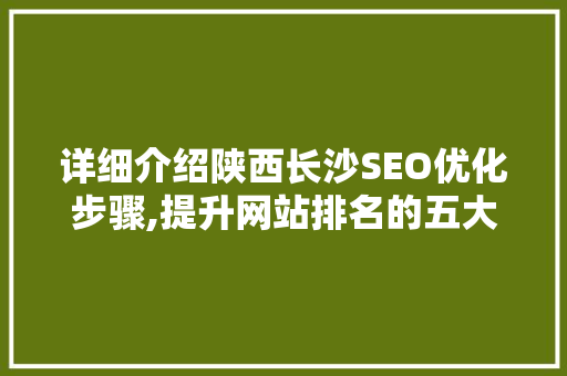详细介绍陕西长沙SEO优化步骤,提升网站排名的五大关键要素