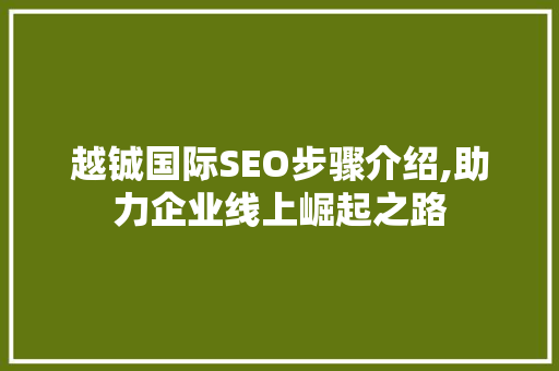 越铖国际SEO步骤介绍,助力企业线上崛起之路